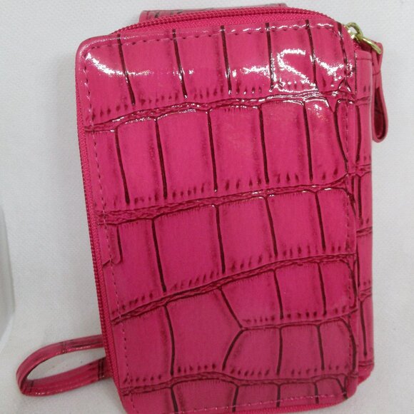 Pink Embossed Wallet Cellphone Case Cigarette Case Wristlet Photo Credit Card - Picture 5 of 12